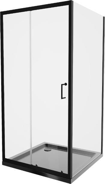 MEXEN/S - Apia Sprchovací kút 90x90 cm, transparent, čierna + vanička so sifónom 840-090-090-70-00-4070B