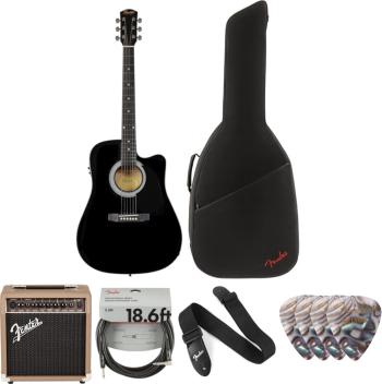 Fender Squier SA-105CE Deluxe SET Black Elektroakustická gitara Dreadnought