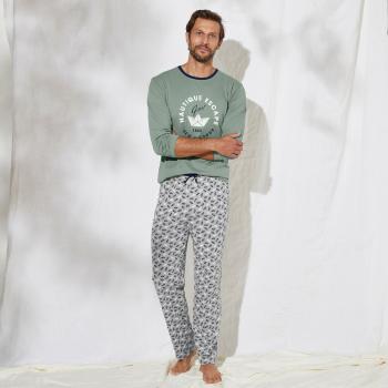 Blancheporte Pyžamové tričko s potlačou a dlhými rukávmi zelená 117/126 (XXL)