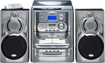 Karcher KA 5300 stereo systém CD, kazeta, MW, gramofón, UKW,  2 x 5 W strieborná
