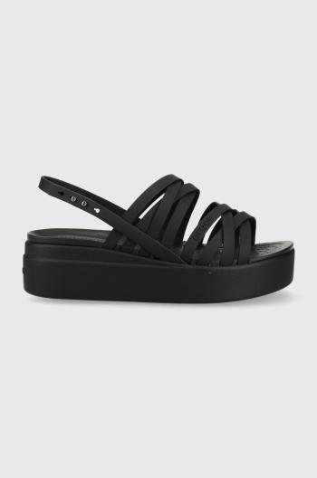 Sandále Crocs Brooklyn Strappy Low Wedge dámske, čierna farba, na platforme, 206751