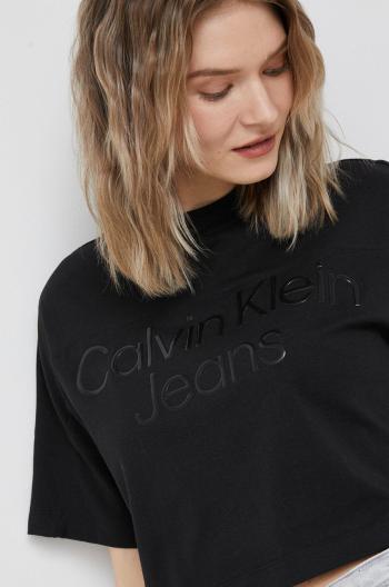 Tričko Calvin Klein Jeans dámsky, čierna farba,