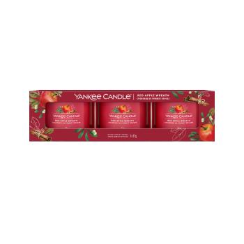 Yankee Candle 3x votívna sviečka v skle Red Apple Wreath