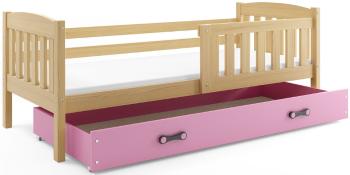 BMS Detská posteľ KUBUŠ 1 s úložným priestorom | borovica Farba: Borovica / ružová, Rozmer.: 200 x 90 cm