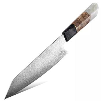 Damaškový kuchynský nôž Saltama Kiritsuke/Biela