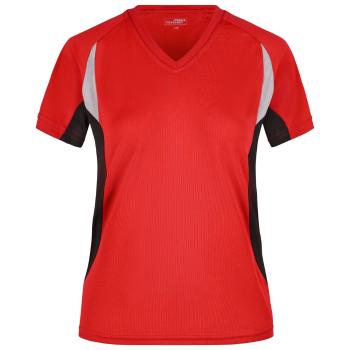 James & Nicholson Dámske funkčné tričko s krátkym rukávom JN390 - Červená / čierna | XXL