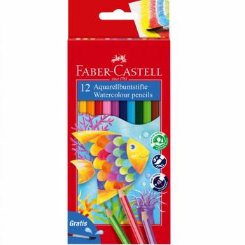 FABER-CASTELL PASTELKY AKVARELOVE SET 12 FAREBNE + STETEC V PAP.KRAB.