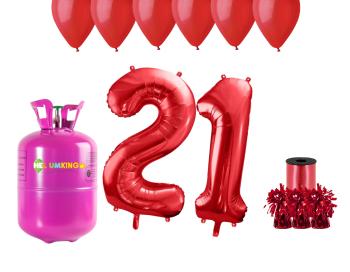 HeliumKing Hélium párty set na 21. narodeniny s červenými balónmi