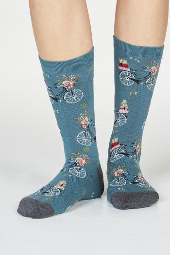 Modrozelené vzorované ponožky Helen Bike