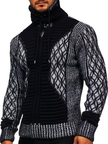 Tmavomodrý hrubý pánsky sveter zo stojačikom Bolf 2008