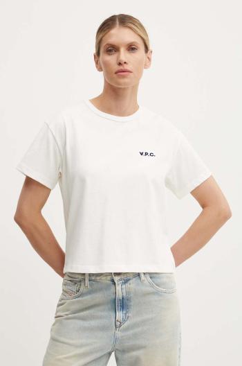 Bavlnené tričko A.P.C. t-shirt boxy petit vpc dámske, biela farba, COHBQ.F26390