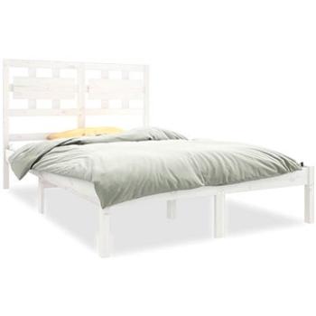 Rám postele biely masívne drevo 140 × 190 cm, 3105646
