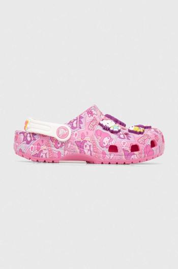 Detské šľapky Crocs CLASSIC HELLO KITTY ružová farba