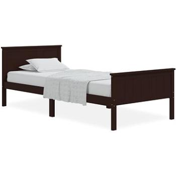 Rám postele tmavo hnedý masívna borovica 100 × 200 cm, 322196