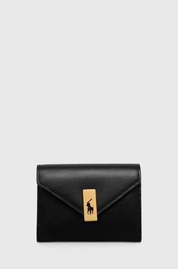Kožená peňaženka Polo Ralph Lauren dámsky, čierna farba