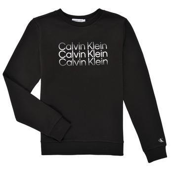 Calvin Klein Jeans  Mikiny INSTITUTIONAL CUT OFF LOGO SWEATSHIRT  Čierna
