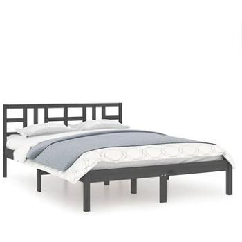 Rám postele sivý masívne drevo 160 × 200 cm, 3105417