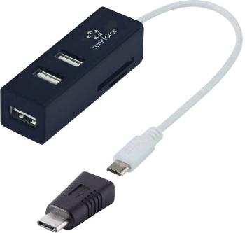 renkforce 3-portový USB 2.0 OTG rozbočovač so čítačkou kariet SD + adaptér micro-B-USB na USB-C ™
