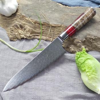 Damaškový kuchynský nôž Hakusan Chef/Červená