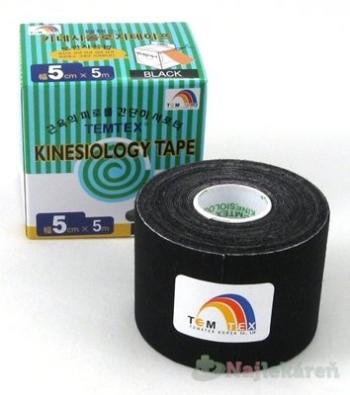 TEMTEX KINESOLOGY TAPE tejpovacia páska, 5cmx5m, čierna 1ks