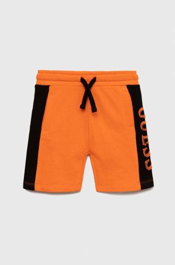 Detské krátke nohavice Guess oranžová farba, nastaviteľný pás