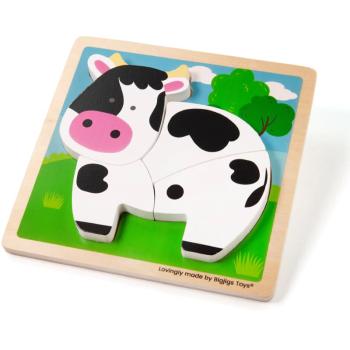 Bigjigs Toys Chunky Lift-Out Puzzle Cow aktivity vkladačka z dreva 12 m+ 1 ks