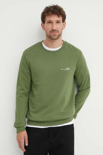 Bavlnená mikina A.P.C. sweat item pánska, zelená farba, jednofarebná, COFBQ-H27608