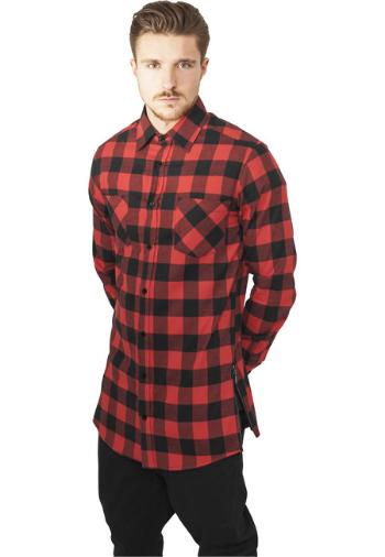 Urban Classics Side-Zip Long Checked Flanell Shirt blk/red - M