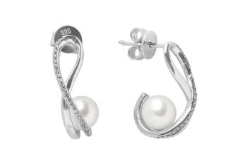 Gaura Pearls Strieborné perlové náušnice so zirkónmi Gaura Pearls SK18429E