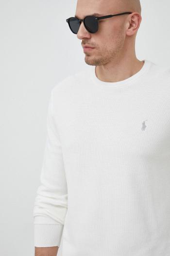 Bavlnený sveter Polo Ralph Lauren pánsky, biela farba, tenký