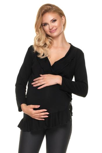 Čierna tehotenská zavinovacia blúzka 0185