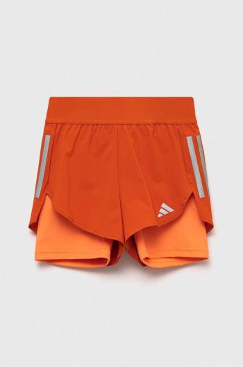 Detské krátke nohavice adidas G RUN 2in1 SHO oranžová farba, s potlačou, nastaviteľný pás