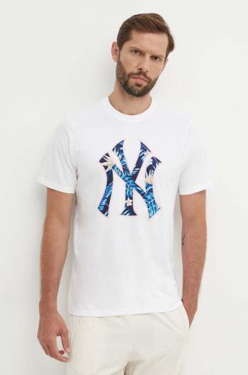 Bavlnené tričko 47 brand MLB New York Yankees pánske, biela farba, s potlačou, BB017TEMECH610503WW