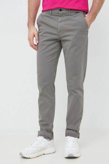 Nohavice Calvin Klein pánske, šedá farba, rovné