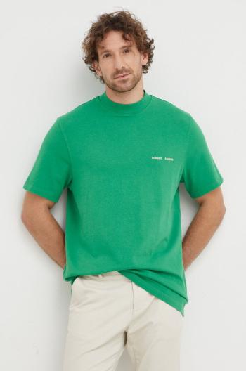 Bavlnené tričko Samsoe Samsoe zelená farba, jednofarebné