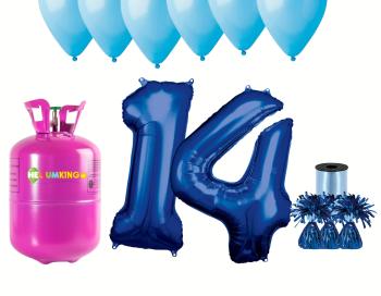 HeliumKing Hélium párty set na 14. narodeniny s modrými balónmi