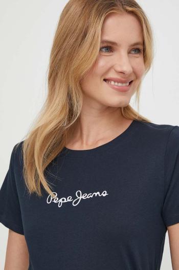 Bavlnené tričko Pepe Jeans LORETTE dámske, tmavomodrá farba, PL505827