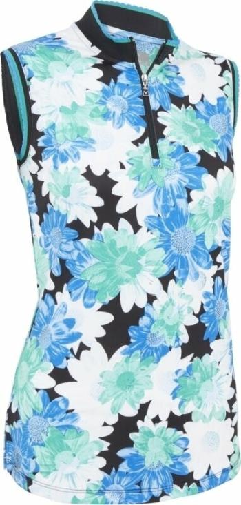 Callaway Women Printed Floral Zip Mock Caviar XS Polo košeľa