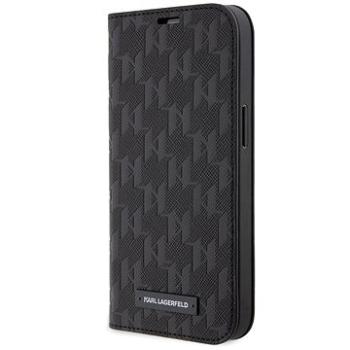 Karl Lagerfeld PU Saffiano Monogram Book Puzdro na iPhone 13 Pro Black (KLBKP13LSAKLHPK)