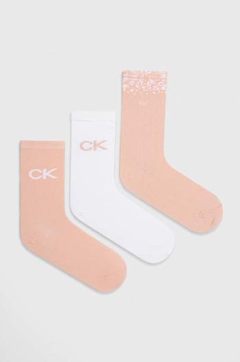 Ponožky Calvin Klein 3-pak dámske, ružová farba