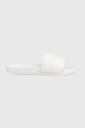 Šľapky Calvin Klein POOL SLIDE - MONO dámske, biela farba, HW0HW01624