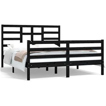 Rám postele čierny masívne drevo 150 × 200 cm King Size, 3105869