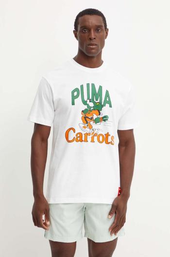 Bavlnené tričko Puma PUMA X CARROTS Graphic Tee pánske, biela farba, s potlačou, 627443