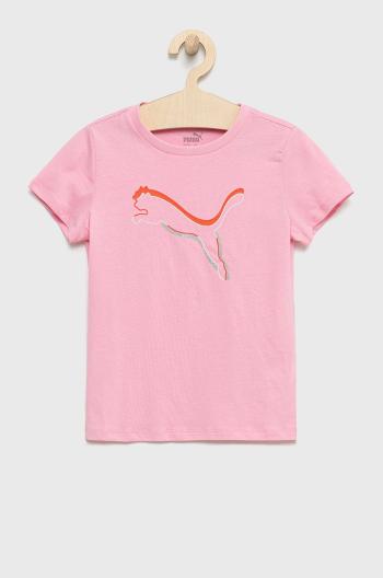 Detské bavlnené tričko Puma 846947 ružová farba,