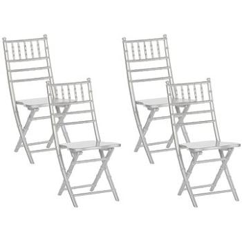 Sada 4 skladacích strieborných drevených jedálenských stoličiek MACHIAS , 207944 (beliani_207944)