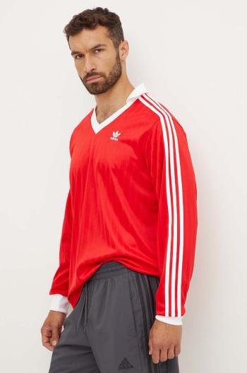 Tričko s dlhým rukávom adidas Originals Adicolor Piqué Football Long Sleeve pánsky, červená farba, s nášivkou, IX5226