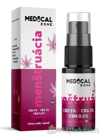 MEDICAL Zone MENŠTRUÁCIA full spectrum ústna voda v spreji s CBD+CBG+CBN 10 ml