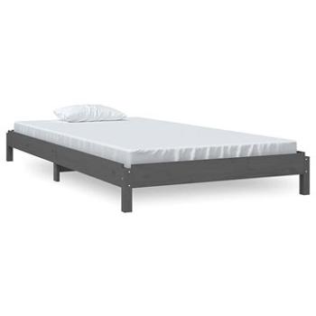 Stohovateľná posteľ sivá 90 × 200 cm masívna borovica, 820394
