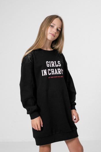 Dievčenské šaty 4F čierna farba, mini, rovný strih