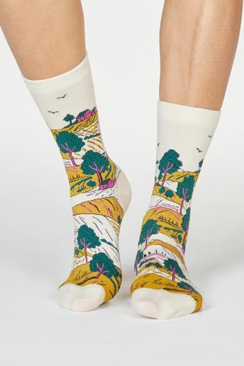 Béžové vzorované ponožky Evetta Gots Landscape